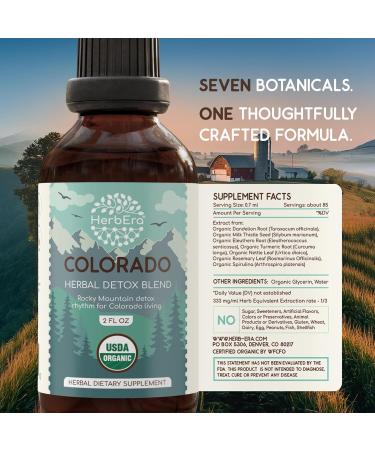 HerbEra Colorado Herbal Detox Blend - USDA Organic Extract Made in USA | Immune & Liver Support Liquid Drops | Dandelion Root Eleuthero Milk Thistle Turmeric Rosemary | 2 fl oz - Buy Online on GoSupps.com