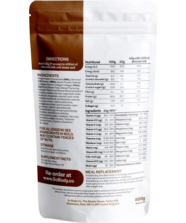 SoBodyCo CollaSlim Vanilla Meal Replacement Shake with Added Collagen 800g (1 Pack) - Weight Loss and Diet Support - Buy Online on GoSupps.com