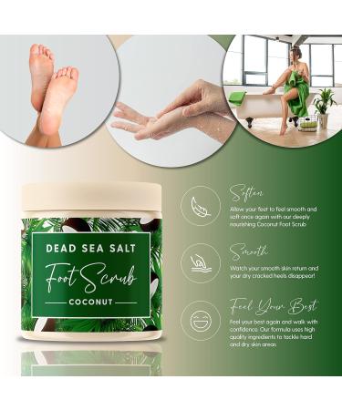 CalmGenix Dead Sea Salt Foot Scrub with Coconut Oil | Natural Exfoliator for Cracked Heels and Dry Skin | Foot Moisturizer for Home Spa - 460g - Buy Online on GoSupps.com