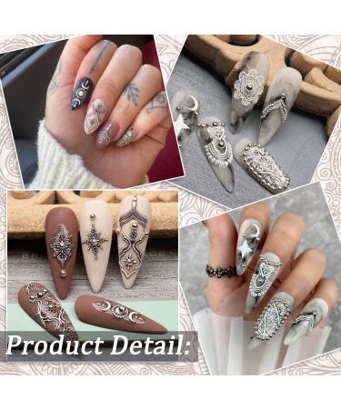 Embossed Bohemian Retro Lace Nail Art Stickers - 4 Sheets for Women and Girls - Buy Online on GoSupps.com