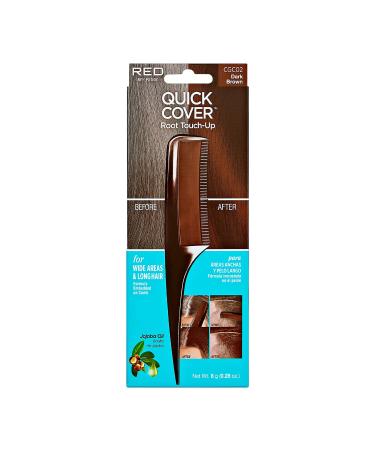 RED by Kiss Quick Cover Root Touch Up Comb Type Water-Resistant Temporary Gray Concealer Cover Up Brush for Hair and Beard (Brown)