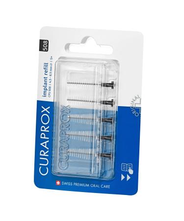 Curaprox interdental brushes CPS 508 implant refill 5 pieces black conical 4.5 mm diameter 8.5 mm effectiveness refill pack without holder black 5 pieces (1 Pack)