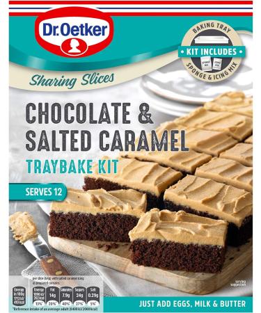 Dr. Oetker Chocolate & Salted Caramel Traybake Kit 425g - Delicious Baking Mix - Buy Online on GoSupps.com