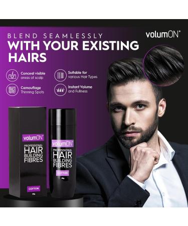 Professional Hair Building Fibres - Black Cotton Hair Loss Concealer | 28g | 30 Uses - Shop Now for Instant Confidence - Buy Online on GoSupps.com