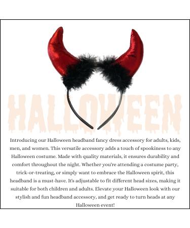 Lizzy 2x Devil Headband With Fur | Halloween Head Hair Headbopper Hat Adult kids Mens Womens Fancy Dress Devil Angel Costume Accessory Cosplay Dark Night Party - Buy Online on GoSupps.com