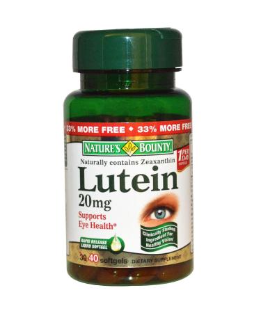 Nature's Bounty Lutein 20mg 40 Softgels (Pack of 2)