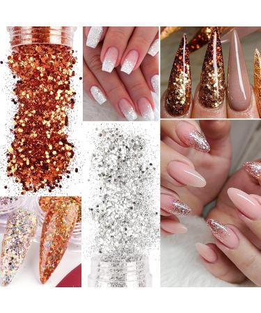 Flofia 12 Box Holographic Nail Glitter Powder - Makeup Face Eyes Body Nail Art & Decoration in Gold & Brown - Buy Online on GoSupps.com