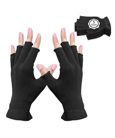MIG4U Fingerless Moisturizing Beauty Gloves Half Finger Touchscreen Glove for SPA, Eczema, Dry Hands, Cosmetic Treatment, Summer Sun UV Protection Black 3pairs S/M S/M - 3 Pairs