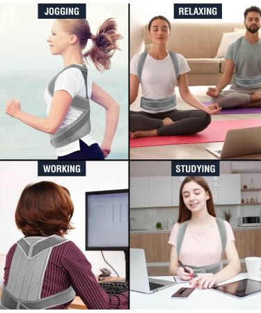 A&X Bravo Posture Corrector for Men and Women - Adjustable Lumbar Support Brace for Improved Posture and Pain Relief - XL Grey - Buy Online on GoSupps.com