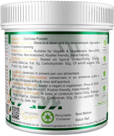 Dextrose Powder 1kg - Premium Quality, Vegan & Vegetarian-Friendly, Non-GMO, Gluten-Free, Non-Irradiated - Recyclable Plastic Container - 1 kg - Buy Online on GoSupps.com