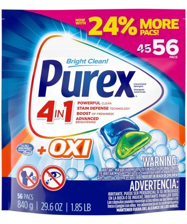 Purex 4-in-1 + OXI Laundry Detergent Pacs Fresh Morning Burst 56ct - Pack of 1 - Buy Online on GoSupps.com