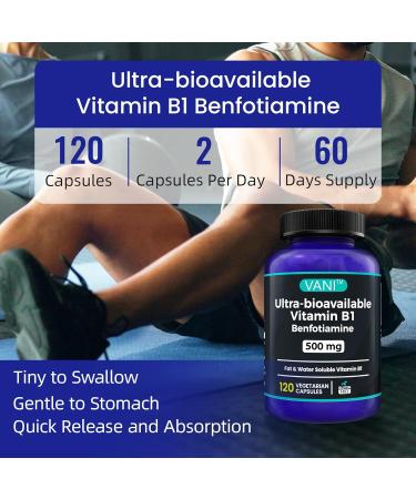 2 in 1 Enhanced Formula: Vitamin B1 with Benfotiamine 500mg, Fat Soluable Supplement of Vitamin B-1, 500 mg - 120 Capsules (3) - Buy Online on GoSupps.com