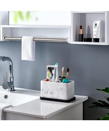 ZCCZ Create Toothbrush Holder & Bathroom Organizer Caddy - Marble Look for Toothbrushes Toothpaste Floss Razor & Make-Up Brushes - Buy Online on GoSupps.com