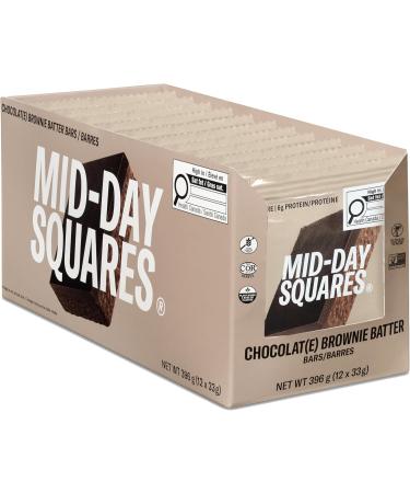 Mid-Day Squares Brownie Batter Bars 33g each 4 Packs (48 Squares) | Made with Real Chocolate 6g Plant Protein 4g Fiber Gluten Free Certified Vegan Brownie Batter 12 Count (Pack of 4) - Buy Online on GoSupps.com