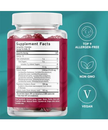 Probiotics for Women with Prebiotics + Cranberry | 5 Billion CFU | Berry-Flavor Gummies | Probiotics for Digestive Health Vaginal Health & pH Balance | Supplements for Women | Vegan | 60 Ct - Buy Online on GoSupps.com