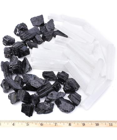 DANCING BEAR Black Tourmaline & Selenite Combo Pack - 1 LB Each | Healing Crystals for Good Vibes | Cleansing Energy | Made in USA - Buy Online on GoSupps.com