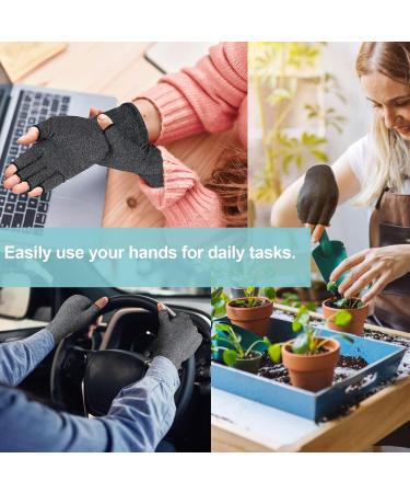 Arthritis Compression Gloves - Open Finger Pain Relief for Carpal Tunnel Rheumatoid Tendonitis & Osteoarthritis - Unisex Fingerless Hand Support in Grey (Medium - Buy Online on GoSupps.com