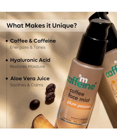 mCaffeine Plum Passion Hydrating Coffee Face Mist - Hyaluronic Acid & Caffeine Infused Spray for Glowing Skin | Lightweight Non-Sticky Alcohol-Free | Energizes & Tones Skin | 50ml | International Shipping Available - Buy Online on GoSupps.com