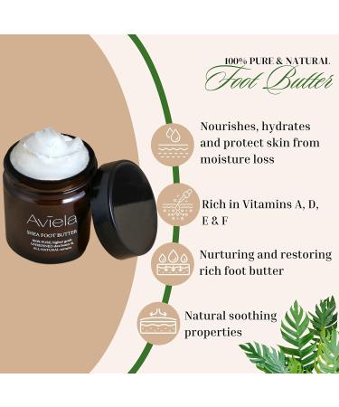 Aviela Shea Butter Foot Cream For Very Dry Feet & Cracked Heels | Intensely Moisturising | Vegan & Cruelty Free 100% Natural | 60ml Foot Moisturiser Cream - Buy Online on GoSupps.com