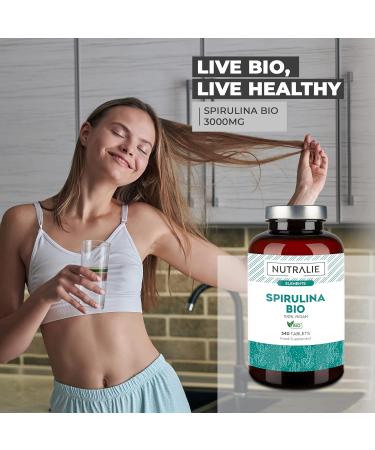 Organic Spirulina Bio 3000mg Dose | Premium Supplement 60% Protein, 19% Phycocianin | 540 Tablets - Buy Online on GoSupps.com
