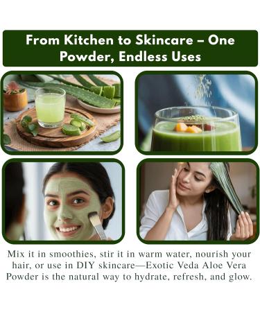 Exotic Veda Aloe Vera Powder 100g | Pure & Natural | for Skin Hair & Wellness | Non-GMO Vegan Gluten-Free | DIY Face Packs Hair Masks & Smoothies - Buy Online on GoSupps.com