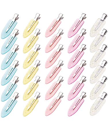 30PCS Bling Glitter No Bend Hair Clips Shiny No Crease Styling Curl Hair Pin Clips No Dent Barrettes for Hairstyle Bangs Waves Makeup Application Hairdressing Salon Women Girls