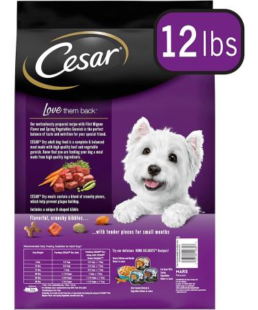 CESAR Small Breed Spring Vegetables Garnish Filet Mignon Dry Dog Food 12lb Pack - Best for Small Breeds - Buy Online on GoSupps.com