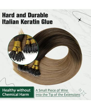 RUNATURE 14 Balayage Brown/Ash Blonde Nano Human Hair Extensions - 50g 14 A-Nano-#2/6/18 - Buy Online on GoSupps.com