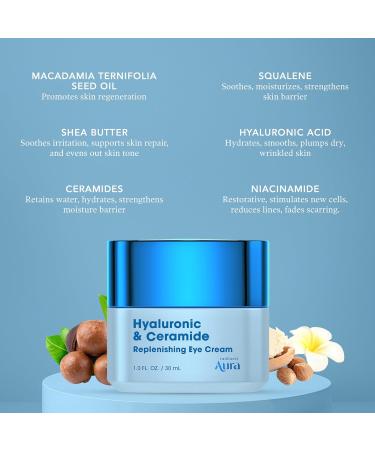 Hyaluronic Acid & Ceramide Eye Cream For Dark Circles - Dermatologist Tested Anti Aging Korean Skin Care - Deep Hydration & Depuffing Eye Treatment - Vegan Clean Beauty - 1.0 Fl Oz 1 Fl Oz (Pack of 1) Hyaluronic & Ceramide - Buy Online on GoSupps.com