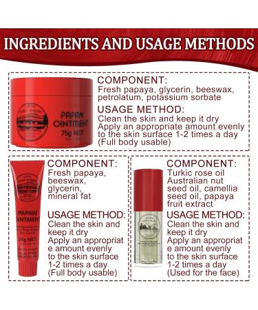 SPERMUOY Papaw Cream 3 Pieces Papaya Ointment Papaw Repairing Cream Multifunctional Moisturizing Nourishing Lip Balm Papaw Cream for Skin Lips Hands and Cuts - Buy Online on GoSupps.com