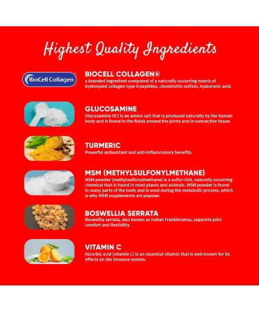Health Logics Move! Healthy Joints with BioCell Collagen Glucosamine MSM Vitamin C Turmeric Extract 95% Curcuminoids Boswellia Serrata | Support Joint Comfort | Non-GMO | 90 Capsules - Buy Online on GoSupps.com