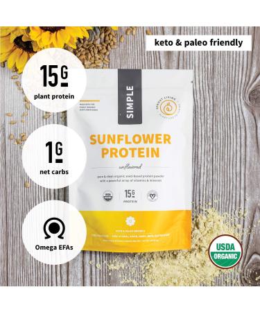 Sprout Living Simple Sunflower Seed Protein Powder - 15g Organic Plant Based Protein Mix | Non-Dairy, Non-GMO, Vegan, Gluten-Free | Keto Drink (1 lb) - Buy Online on GoSupps.com