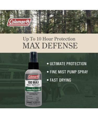 Coleman Insect Repellent Spray - 100% MAX DEET Insect Repellent Pump Spray, Protection Against Ticks, Mosquitoes, chiggers, gnats, Fleas and Flies, Ideal for Camping, Hiking, Outdoor Activities, 4oz - Buy Online on GoSupps.com