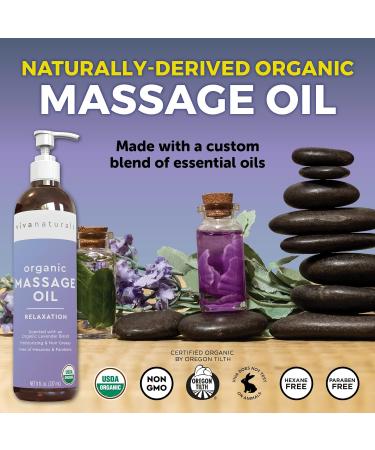 Organic Lavender Massage Oil (8 fl. oz.) - Non-Greasy Body Oil for Couples | USDA Certified | Relaxation Scented - Buy Online on GoSupps.com