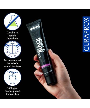 Curaprox Black is White Toothpaste - Activated Carbon Whitening for Bright Teeth | 90 ml - Buy Online on GoSupps.com