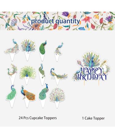 MMBDAMAI 25 Pcs Peacock Cake Topper Cupcake Toppers Peacock Cake Decorations for Peacock Party Decorations Peacock Birthday Party Supplies Zoo Bird Theme Party - Buy Online on GoSupps.com