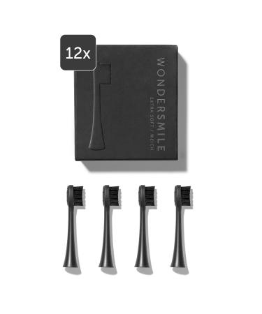 Wondersmile replacement brushes Sound toothbrush (soft ultimate black 12 Pack) - brush heads for Wondersmile sound toothbrush 4 pieces (3 -pack) Ultimate Black