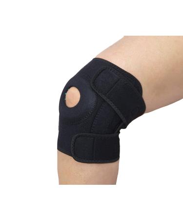 Bio-Knee Support Brace- Adjustable Fit for Left or Right Knee Open Patella Compression Sleeve for Pain Sprains Strains Sports Injury Surgery