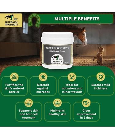 Biteback 'Sweet Relief Silver' Cream 500g - Antiseptic for Dogs & Horses - Ideal for Minor Abrasions - Skin Revival Formula - Buy Online on GoSupps.com
