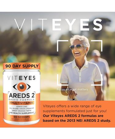 Viteyes AREDS 2 Powder + Multivitamin | Macular Protection Drink with Lutein & Zeaxanthin | Orange Flavor | 90 Scoops - Buy Online on GoSupps.com