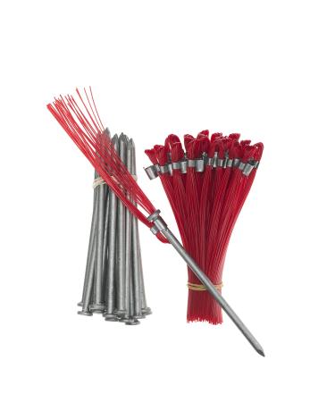 Trail Chasers Hard Ground Markers Red 6 Inch Marking Whiskers with Upgraded Stakes (Package of 25)