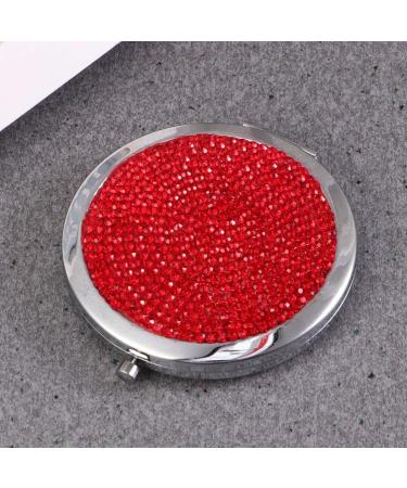 Minkissy 1pc Small Mirror Crystal Mirror Compact Cosmetic Mirror Double Side Mirror Pocket Mirror for Women Small Compact Mirror Circle Mirrors Makeup Mirror Mini Beauty Mirror Travel Red - Buy Online on GoSupps.com