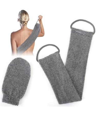 Back scrubber for shower bamboo fiber peeling scrubber sponge goldoars bamboo fiber back brush massage shoe with back 2 pieces (gray) - Buy Online on GoSupps.com