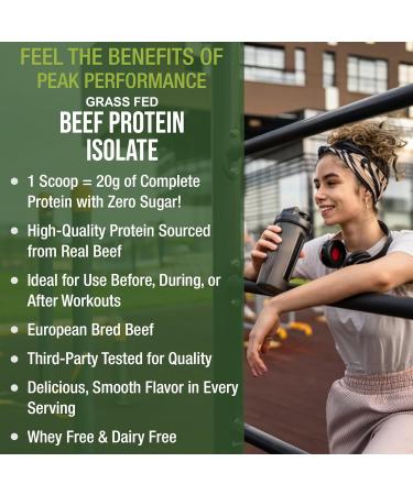 Grass Fed Beef Protein Powder - Lactose Free Great Tasting Beef Protein Isolate. Complete Animal Based Non Dairy Paleo Carnivore Supplement for Prime Muscle Building. No Whey. Unflavored - Buy Online on GoSupps.com