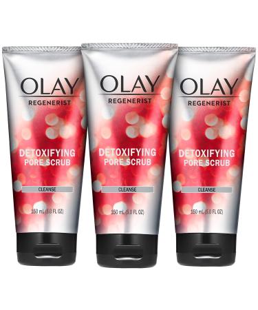 Facial Cleanser by Olay Regenerist, Detoxifying Pore Scrub & Exfoliator, 5 Fl Oz (Pack of 3) Cleanser Scrub