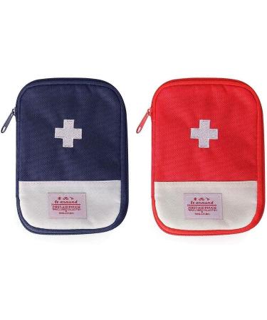 JIAKAI 2 Packs First Aid Bag Empty First Aid Pouch Mini Portable Medical Bag for Outdoor Camping Hiking Travel Emergency Multifunction Emergency Medicine Storage Bag-7x5 inch