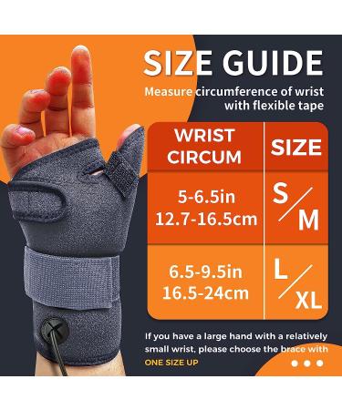 Wrist Thumb Brace Heating Pad for Arthritis and Carpal Tunnel Relief - Left/Right Hand, S/M Gray - Buy Online on GoSupps.com