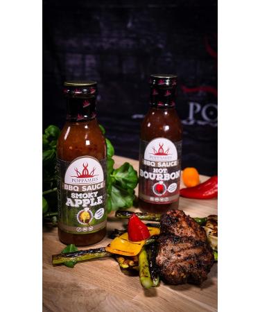 Poppamies Smoky Apple BBQ Sauce - Smoked Chili & Fresh Apples - Mild Spiciness - 410g - Buy Online on GoSupps.com