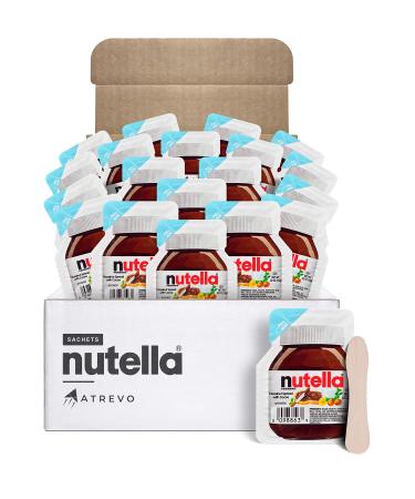 Nutella Chocolate Hazelnut Spread Mini Snack Pack to Go. Perfect Portion Control (Just  Oz) 80 Calories per Nutella Single Cup. ATREVO Gift Box + 20 Eco-Friendly Wooden Spoons (20 Pack). Back to School Snacks.