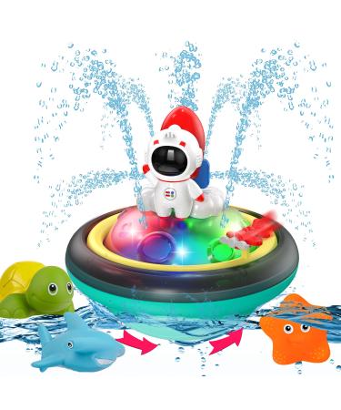Baby Bath Toys for Toddlers CRIOLPO Spray Water Toy Rotation Baby Light up Bath Toys Automatic Induction Sprinkler Shower Toys with LED Gift for 1 2 3 4 5 Year Old Boys Girls (Rocket Set)